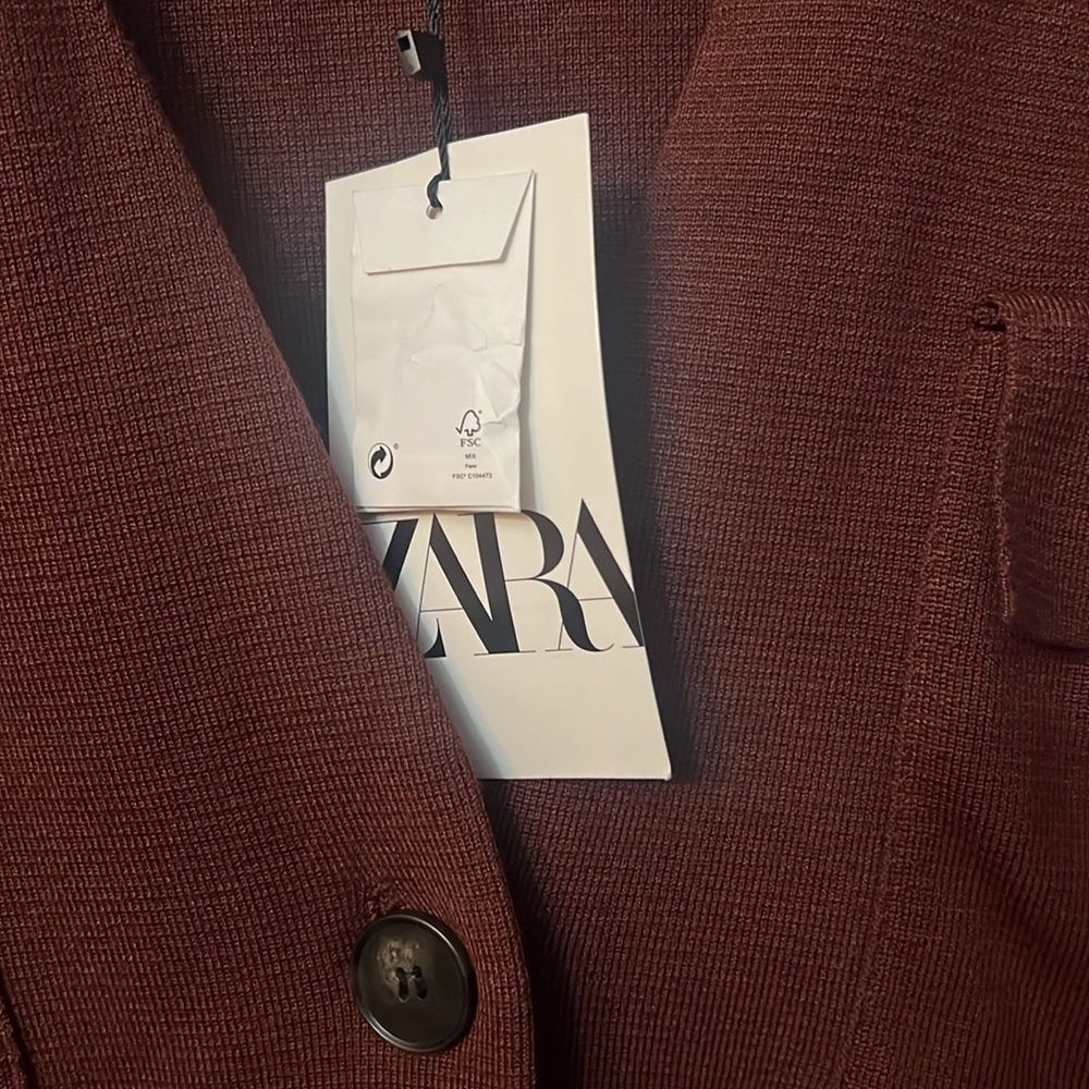 Zara knit brown coat oversized no belt included size S - Picture 6 of 12
